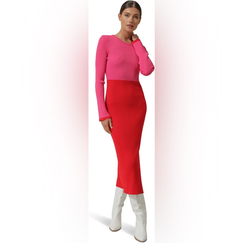 Line and Dot Frankie Dress in Red and Pink NWT